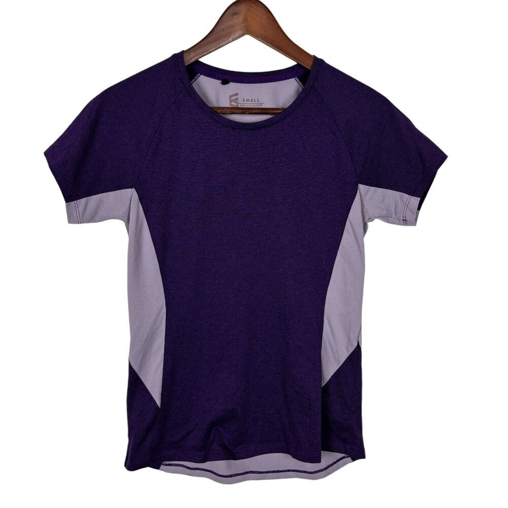 Second Skin Athletic Purple Mesh Panel Short Sleeve T-Shirt Women's Small